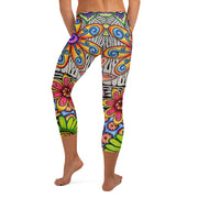 Flowers Over Dark Low Rise Capri Leggings