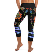 Steampunk Flowers Low Rise Capri Leggings