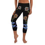 Steampunk Flowers Low Rise Capri Leggings