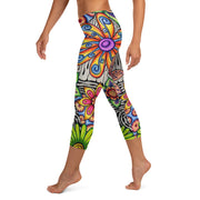 Flowers Over Dark Low Rise Capri Leggings