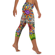 Flowers Over Dark Low Rise Capri Leggings