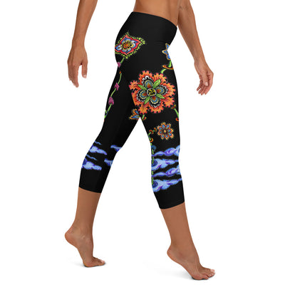 Steampunk Flowers Low Rise Capri Leggings