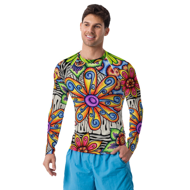 Flowers Over Dark Men's Rash Guard