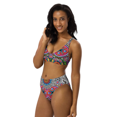 Mandala Collage Recycled high-waisted bikini