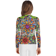 Flowers Over Dark Youth Rash Guard