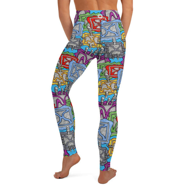 Binary Box High Rise Yoga Leggings with Inside Pocket - Martin K Designs