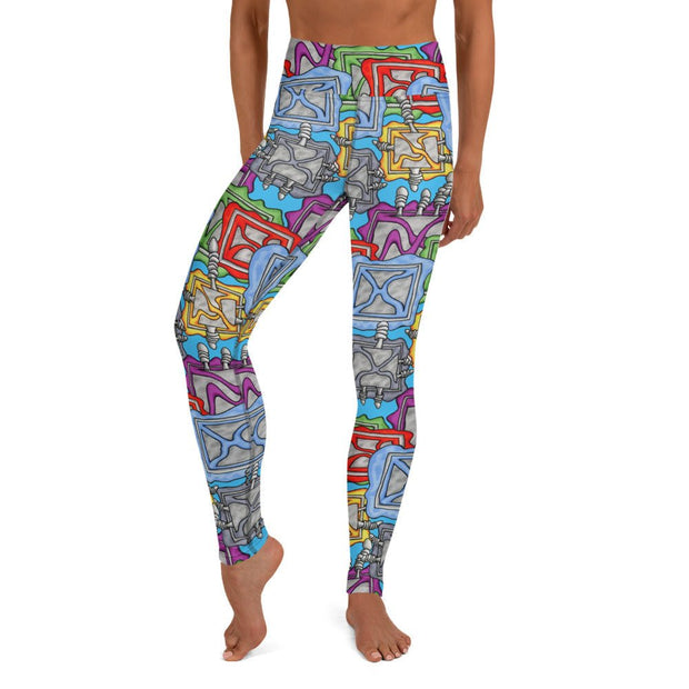 Binary Box High Rise Yoga Leggings with Inside Pocket - Martin K Designs