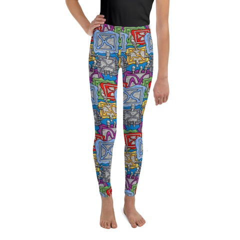 Binary Box Mid Rise Youth Leggings - Martin K Designs