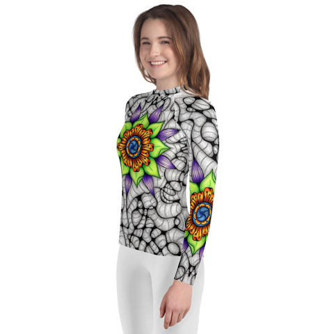 Ethereal Mandala Youth Rash Guard - Martin K Designs