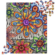 Flowers Over Dark Jigsaw Puzzle - Martin K Designs