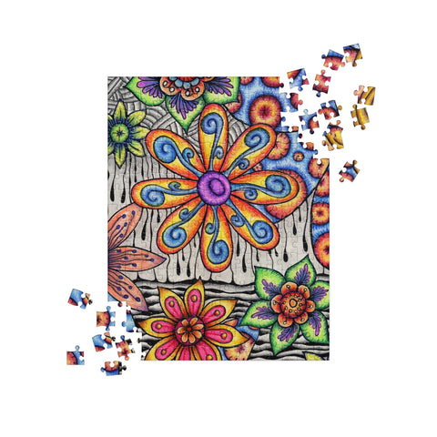 Flowers Over Dark Jigsaw Puzzle - Martin K Designs