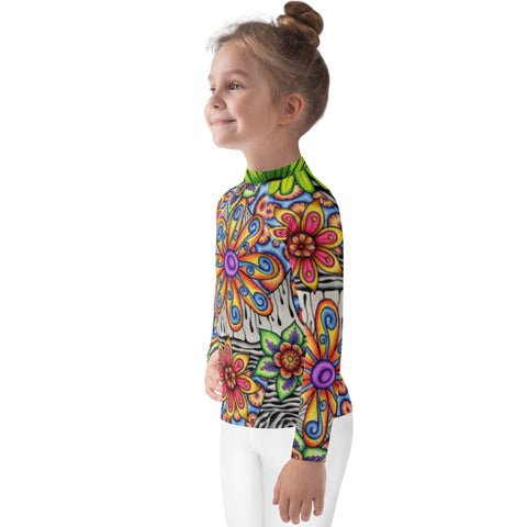 Flowers Over Dark Kids Rash Guard - Martin K Designs