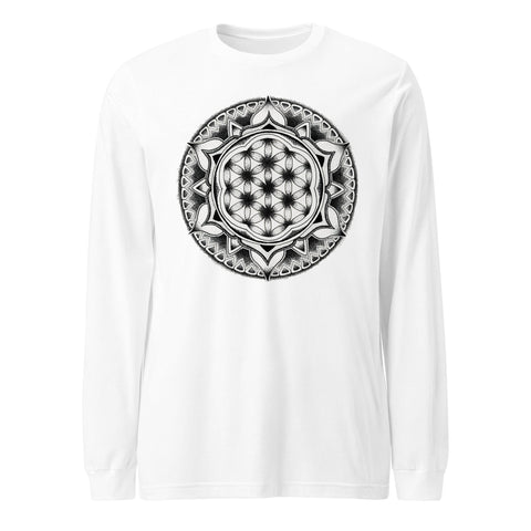 Mandala 12 - Flower of Life II Unisex Long Sleeve Tee - Martin K Designs