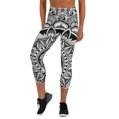 Mandala 16 High Rise Yoga Capri Leggings with pockets - Martin K Designs