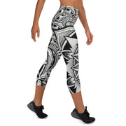 Mandala 16 High Rise Yoga Capri Leggings with pockets - Martin K Designs