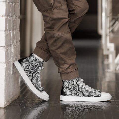 Mandala 2 Men’s high top canvas shoes - Martin K Designs