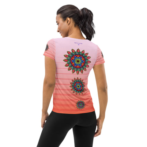 Mandala 21 Pink Women's Athletic T-shirt - Martin K Designs