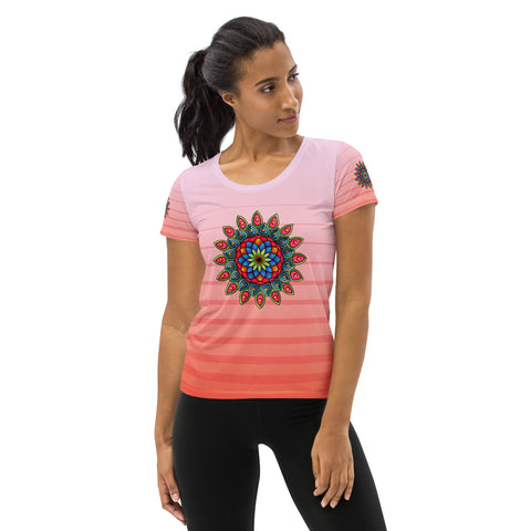 Mandala 21 Pink Women's Athletic T-shirt - Martin K Designs