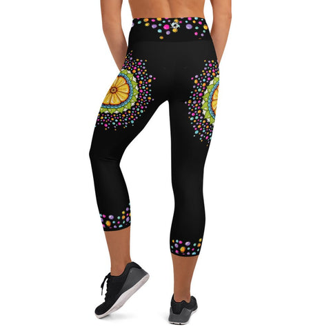 Mandala 24 High Rise Yoga Capri Leggings with Inside Pocket - Martin K Designs