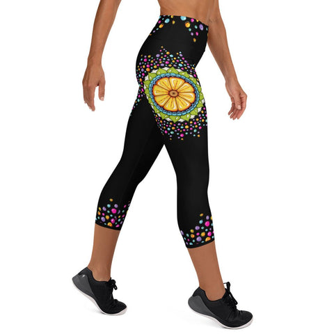 Mandala 24 High Rise Yoga Capri Leggings with Inside Pocket - Martin K Designs