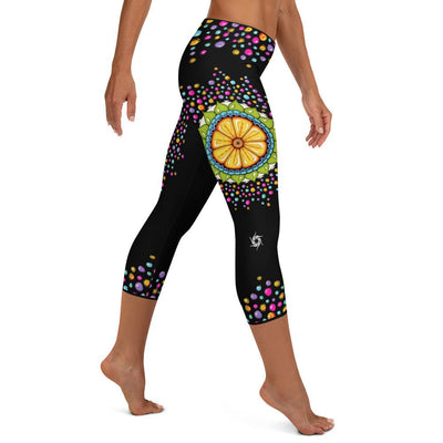 Mandala 24 Mid Rise Capri Leggings - Martin K Designs