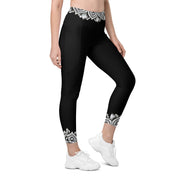 Mandala 25 Black Capri High Rise Leggings with pockets - Martin K Designs