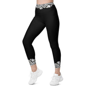 Mandala 25 Black Capri High Rise Leggings with pockets - Martin K Designs