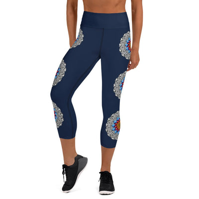 Mandala 25 High Rise Yoga Capri Leggings with Inside Pocket - Martin K Designs