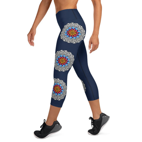 Mandala 25 High Rise Yoga Capri Leggings with Inside Pocket - Martin K Designs