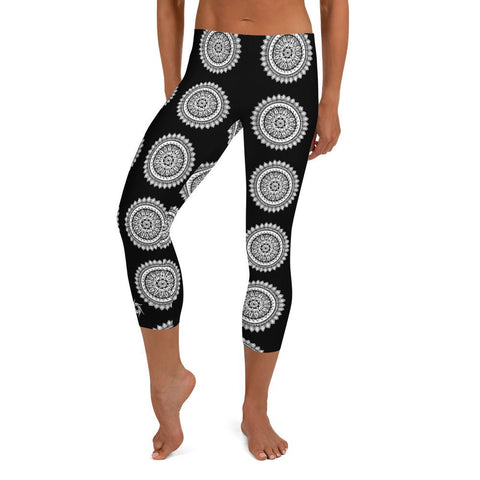 Mandala 27 Capri Mid Rise Leggings - Martin K Designs