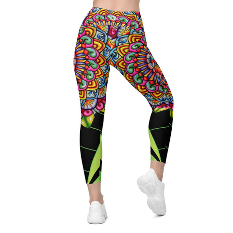 Mandala 32 High Rise Capri Leggings with pockets - Martin K Designs