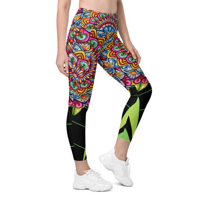 Mandala 32 High Rise Capri Leggings with pockets - Martin K Designs