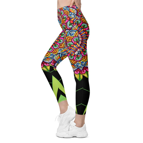 Mandala 32 High Rise Capri Leggings with pockets - Martin K Designs