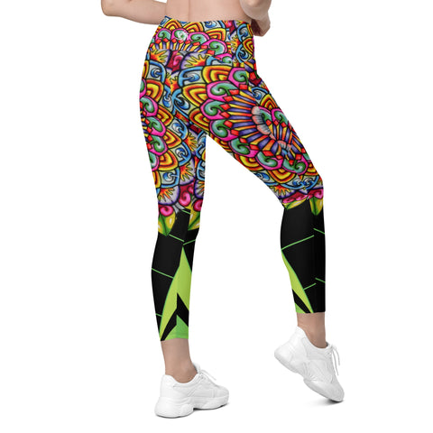 Mandala 32 High Rise Capri Leggings with pockets - Martin K Designs