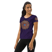 Mandala 32 Navy Women's Athletic T-shirt - Martin K Designs