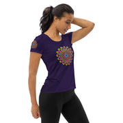 Mandala 32 Navy Women's Athletic T-shirt - Martin K Designs