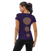 Mandala 32 Navy Women's Athletic T-shirt - Martin K Designs