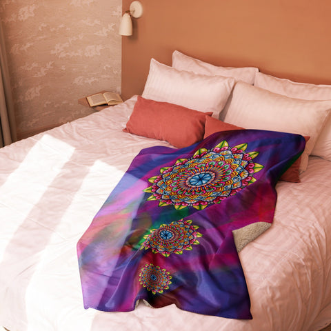 Mandala 32 Sherpa blanket - Martin K Designs