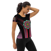 Mandala 36 Black Women's Athletic T-shirt - Martin K Designs