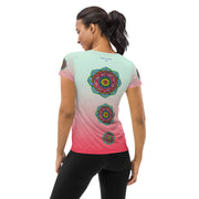 Mandala 36 Pink Women's Athletic T-shirt - Martin K Designs