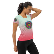 Mandala 36 Pink Women's Athletic T-shirt - Martin K Designs