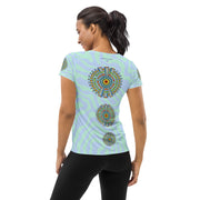 Mandala 37 Blue Women's Athletic T-shirt - Martin K Designs