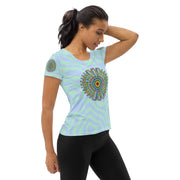 Mandala 37 Blue Women's Athletic T-shirt - Martin K Designs