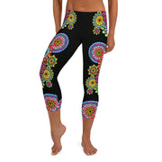 Mandala Collage 6 Mid Rise Capri Leggings - Martin K Designs