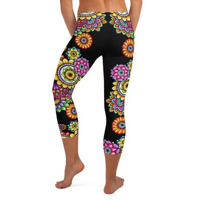 Mandala Collage 6 Mid Rise Capri Leggings - Martin K Designs