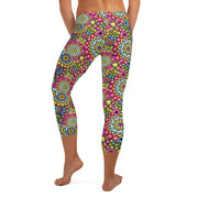 Mandala Collage 7B Mid Rise Capri Leggings - Martin K Designs