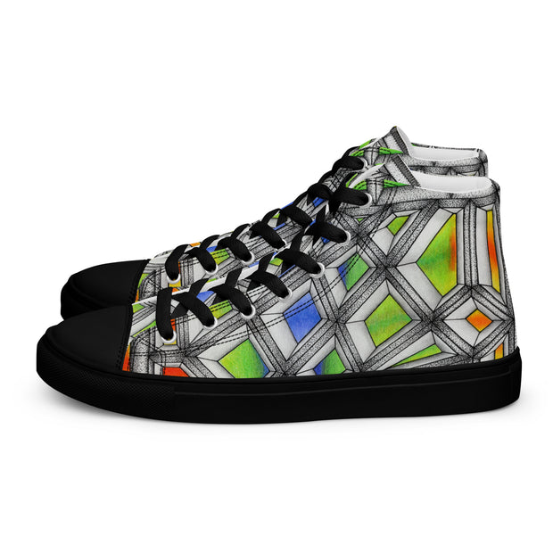 Stained Glass Men’s high top canvas shoes