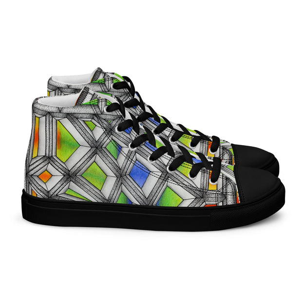 Stained Glass Men’s high top canvas shoes