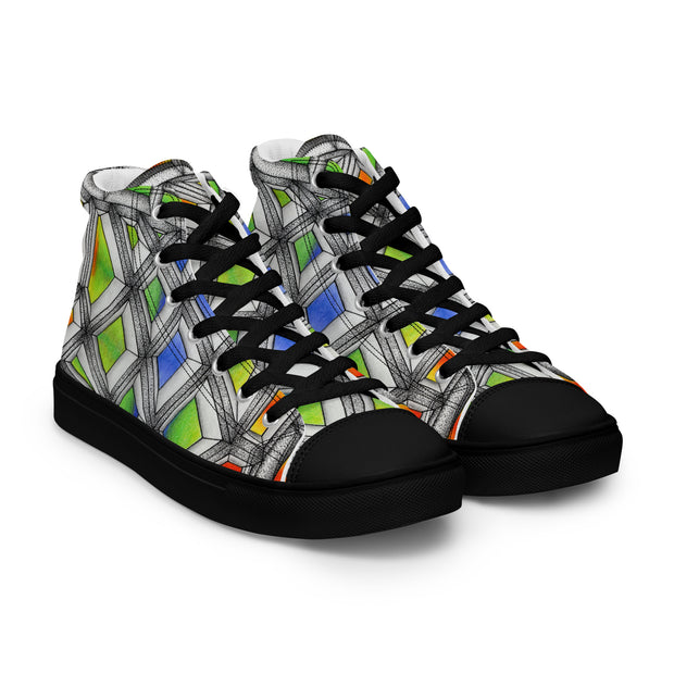 Stained Glass Men’s high top canvas shoes