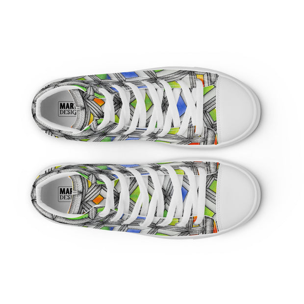 Stained Glass Men’s high top canvas shoes